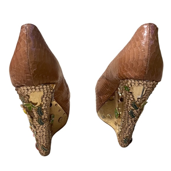 Ziginy Leather Wedges Muster Color Rock Floral Platform Bright Jeweled, Size 6 - Picture 2 of 16